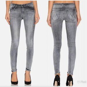 MOTHER The Looker Grim Shadows Black Faded Skinny Jeans Sz 26 Acid Wash